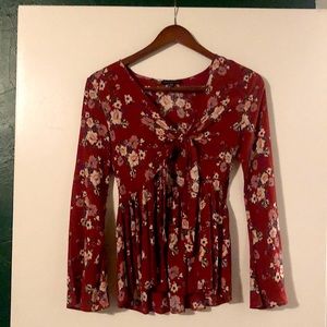 Floral print cut out blouse